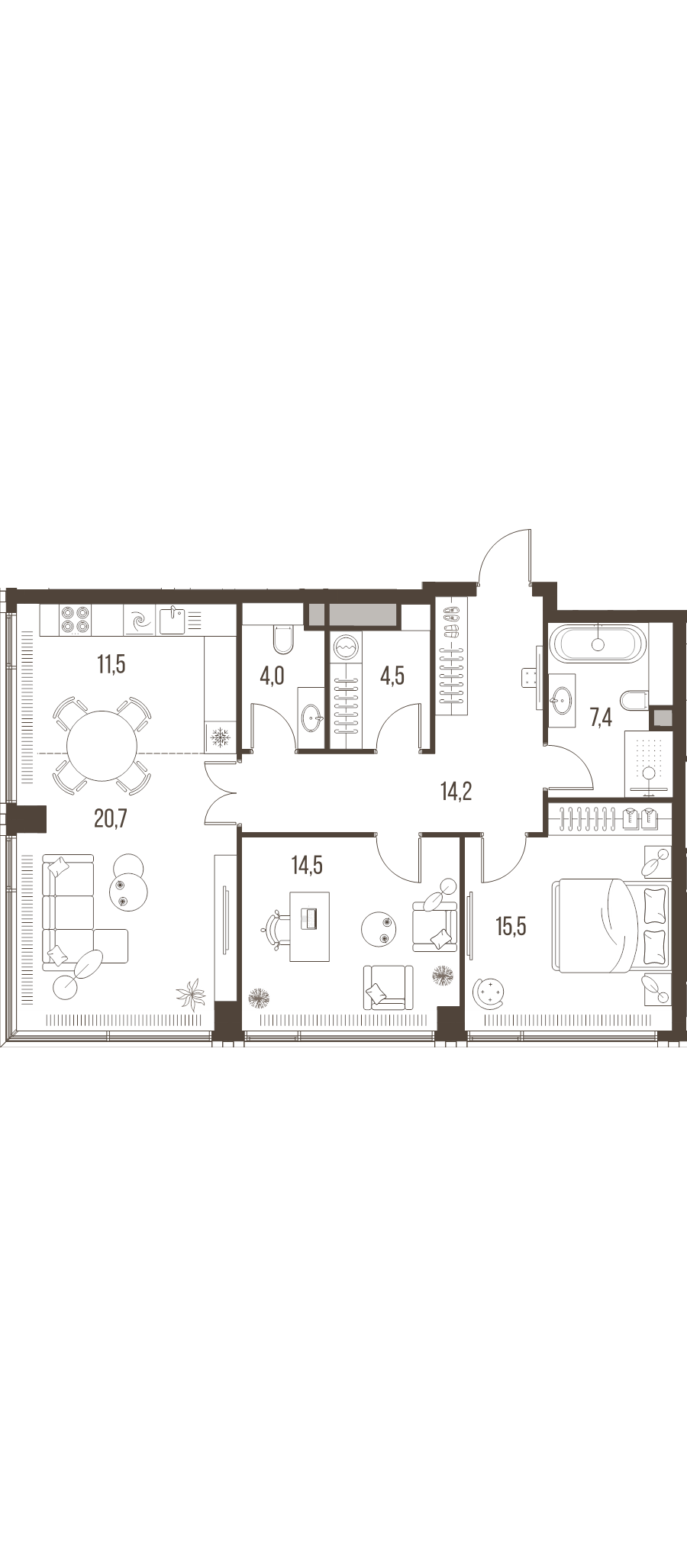 3 ккв (Евро) 92,3 м²