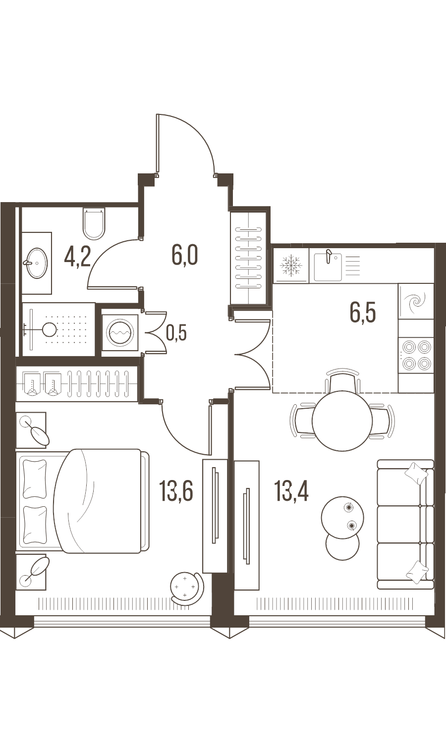 2 ккв (Евро) 44,2 м²