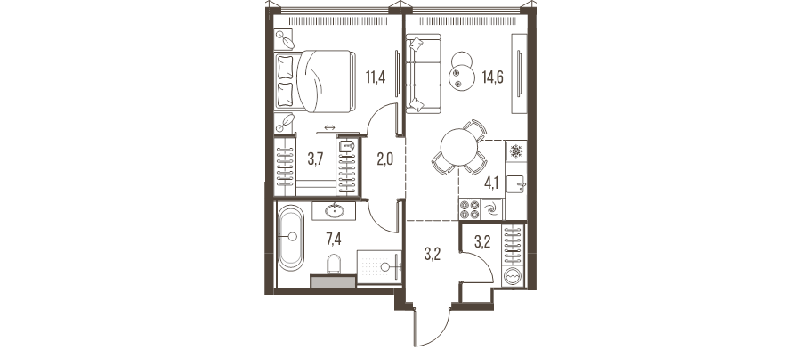 2 ккв (Евро) 49,6 м²