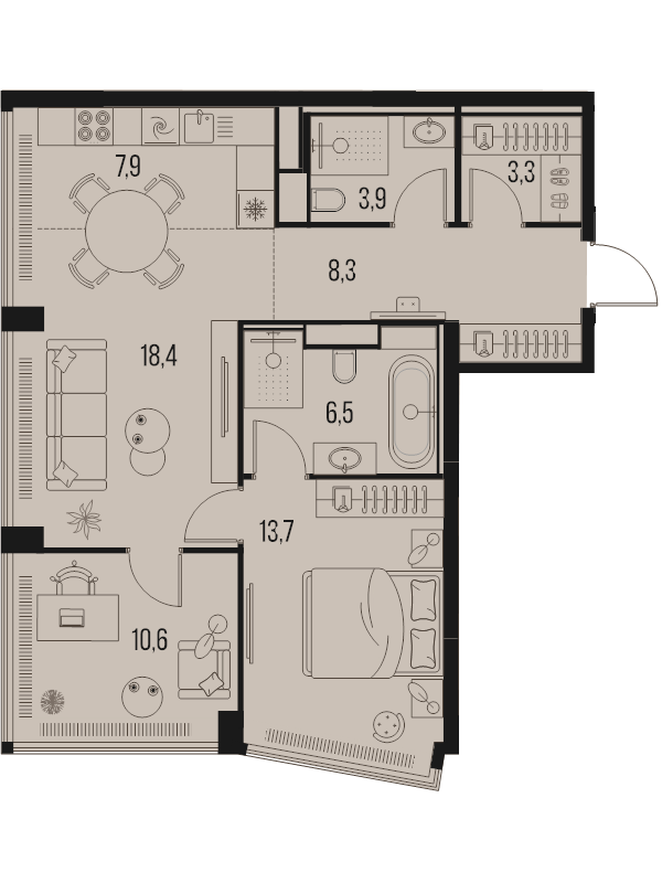 3 ккв (Евро) 72,6 м²