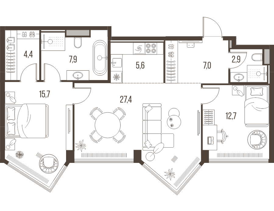 3 ккв (Евро) 83,6 м²