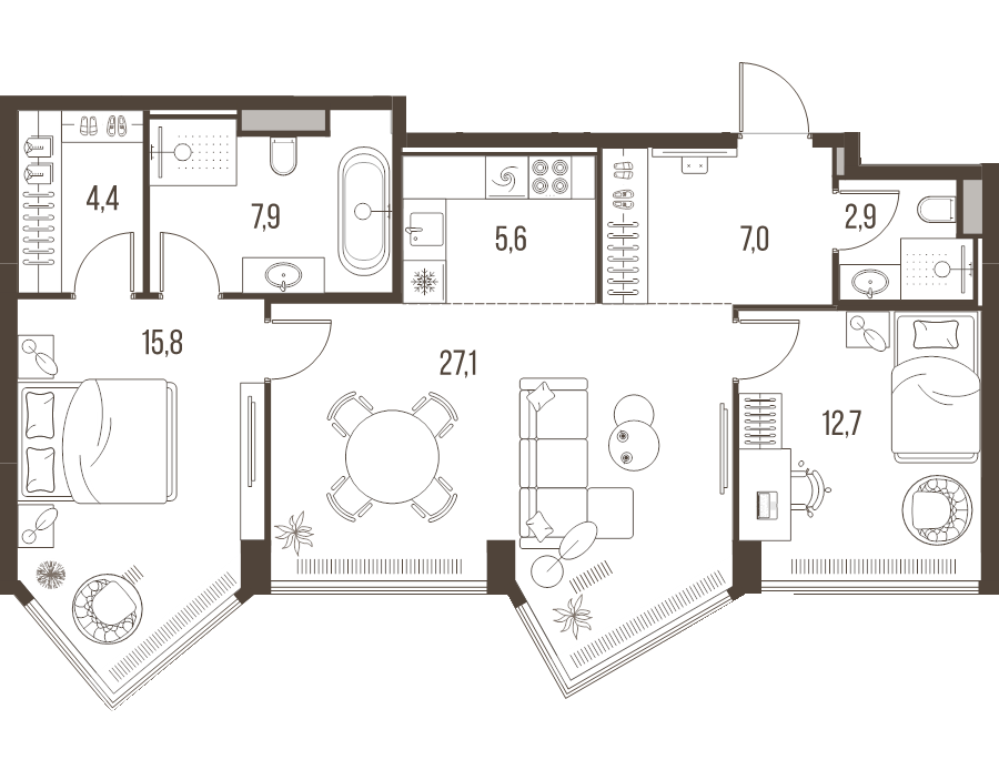 3 ккв (Евро) 83,4 м²