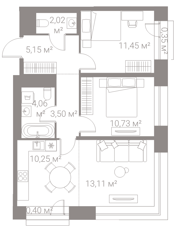 3 ккв (Евро) 61 м²