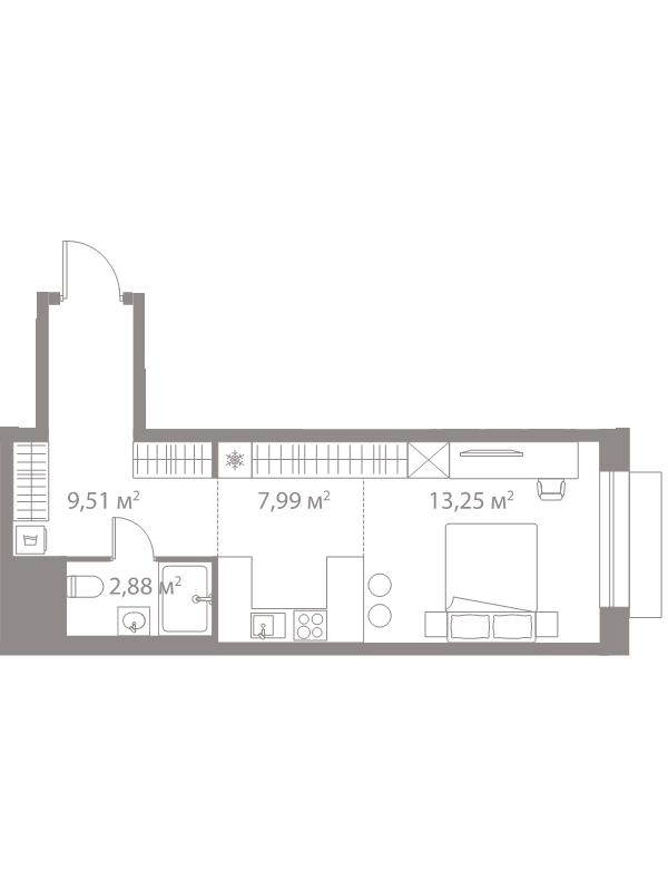 Студия 33,6 м²