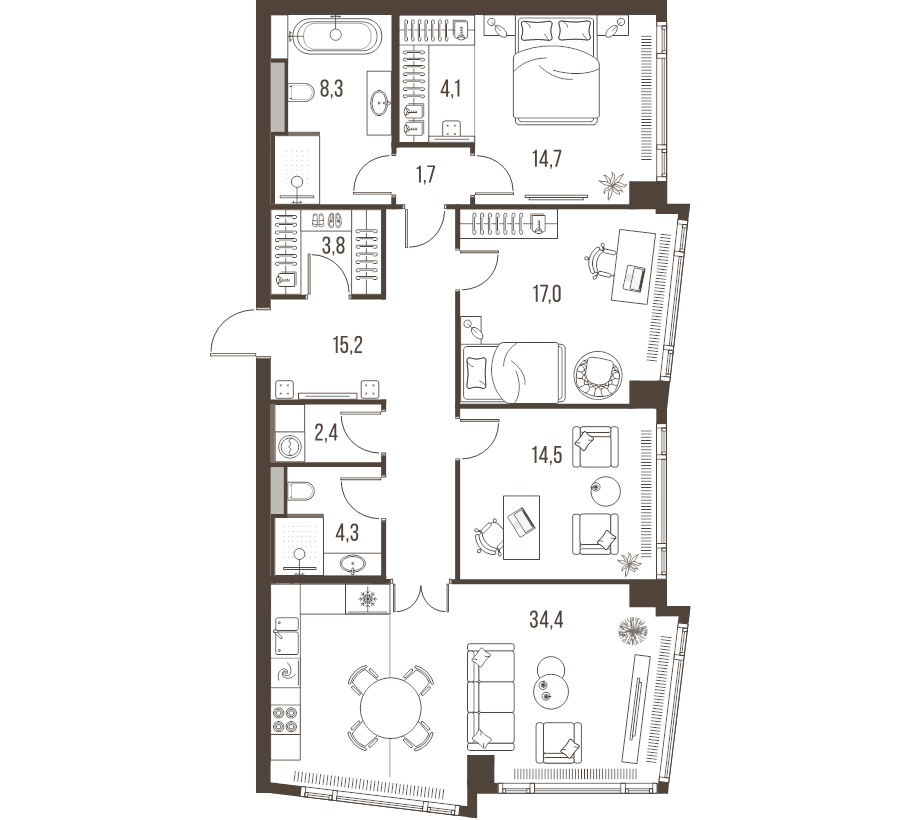 4 ккв (Евро) 120,4 м²