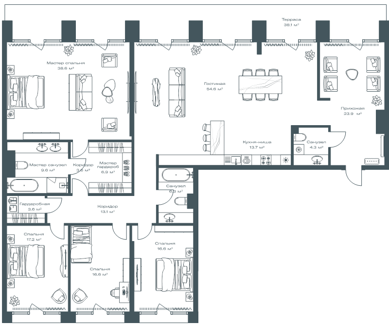 5 ккв (Евро) 240 м²
