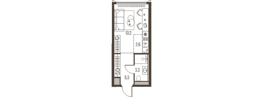 Студия 24,4 м²