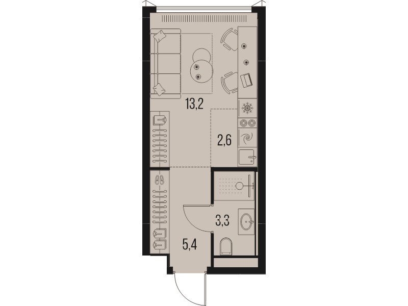 Студия 24,5 м²