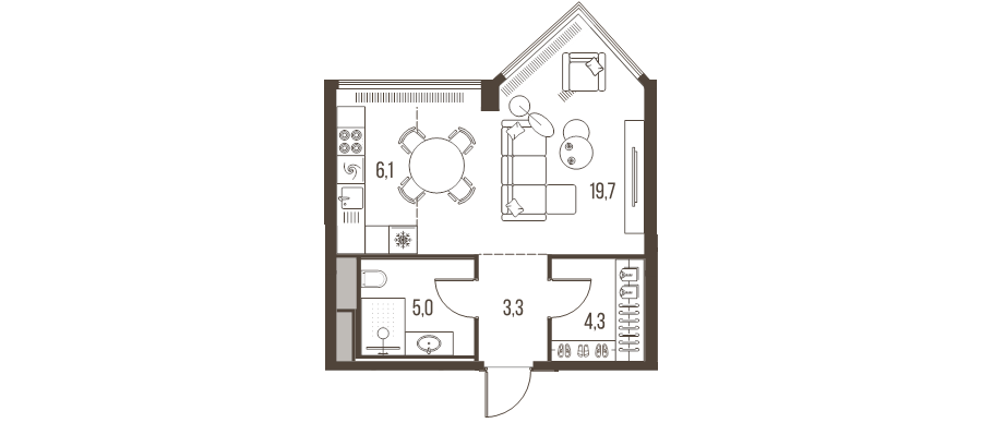 Студия 38,4 м²
