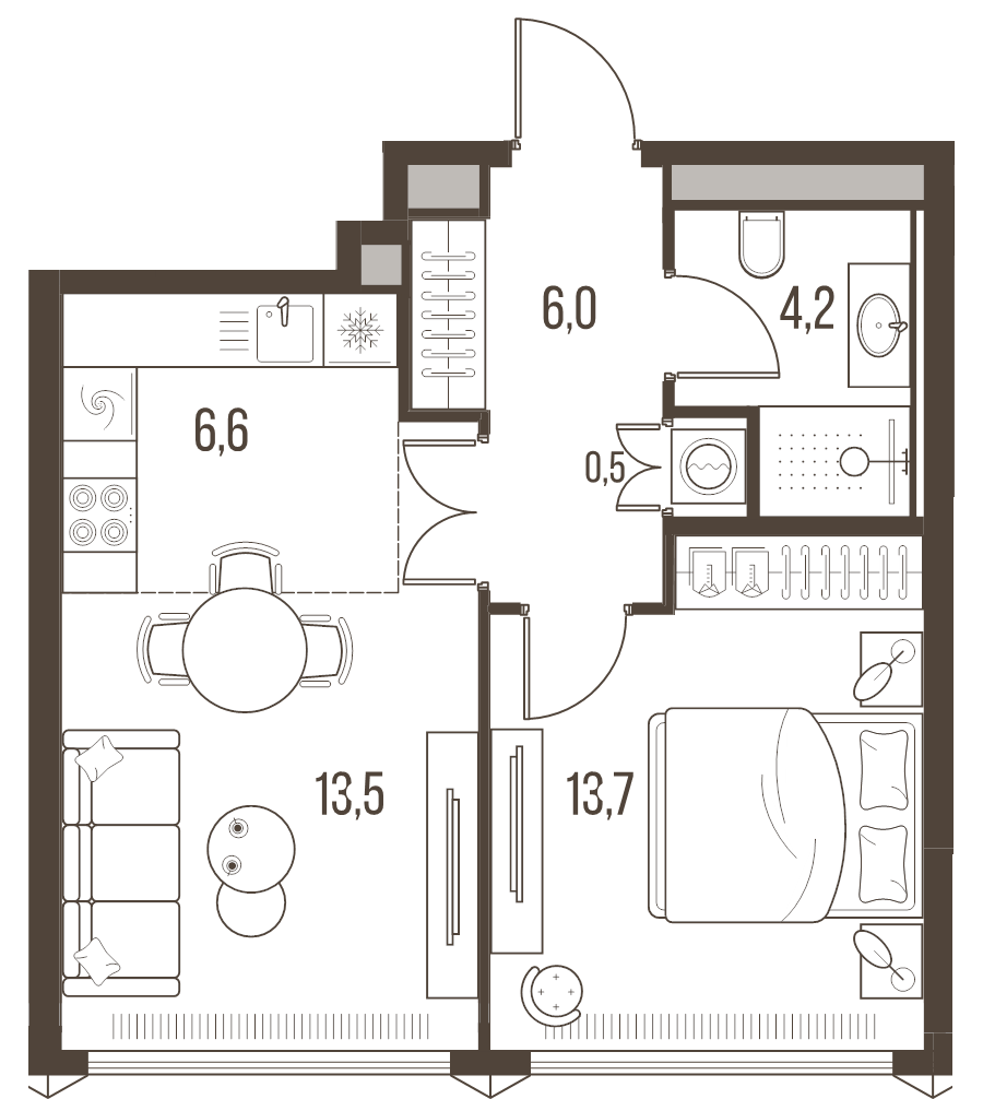 2 ккв (Евро) 44,5 м²
