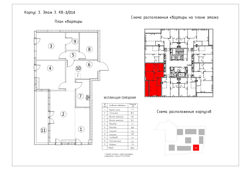 3 ккв (Евро) 82,7 м²