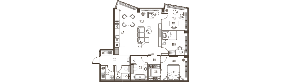 4 ккв (Евро) 107,4 м²