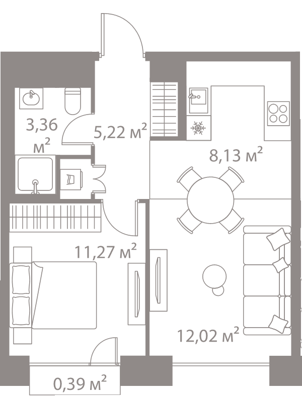 2 ккв (Евро) 40,4 м²