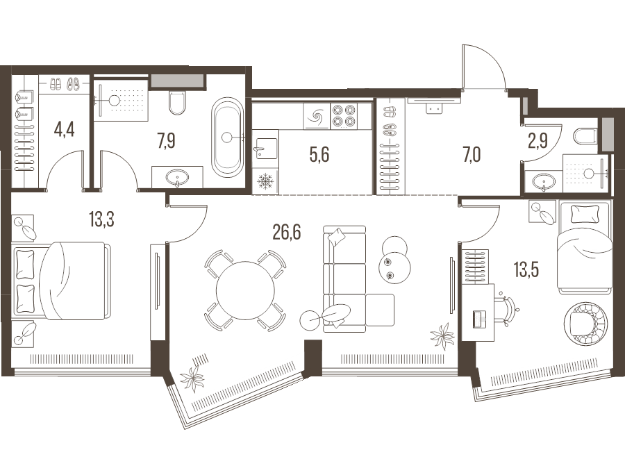 3 ккв (Евро) 81,2 м²