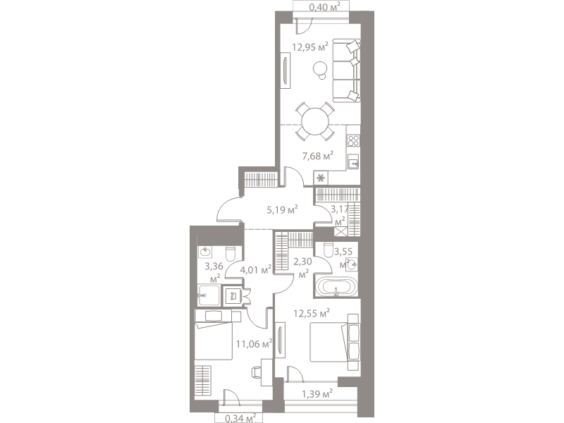 3 ккв (Евро) 68 м²