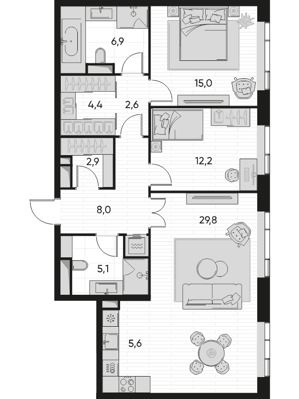 3 ккв (Евро) 92,5 м²