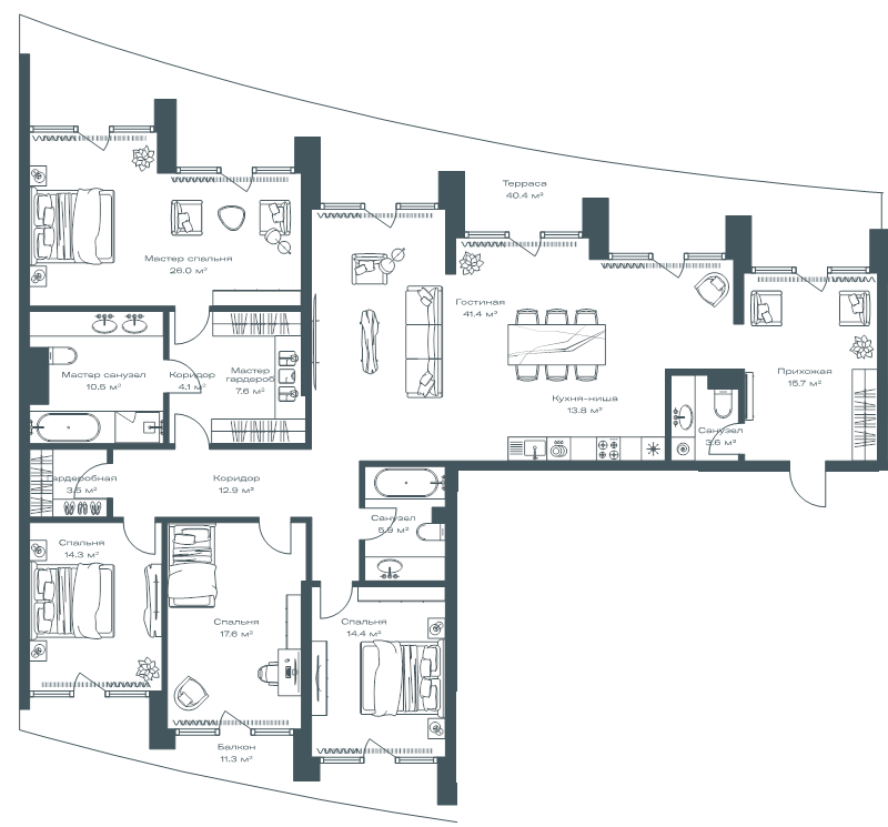 5 ккв (Евро) 206,8 м²