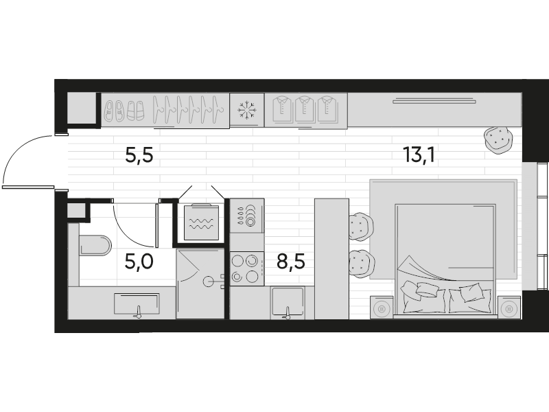 Студия 32,2 м²