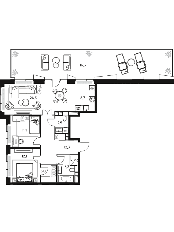3 ккв (Евро) 81,7 м²
