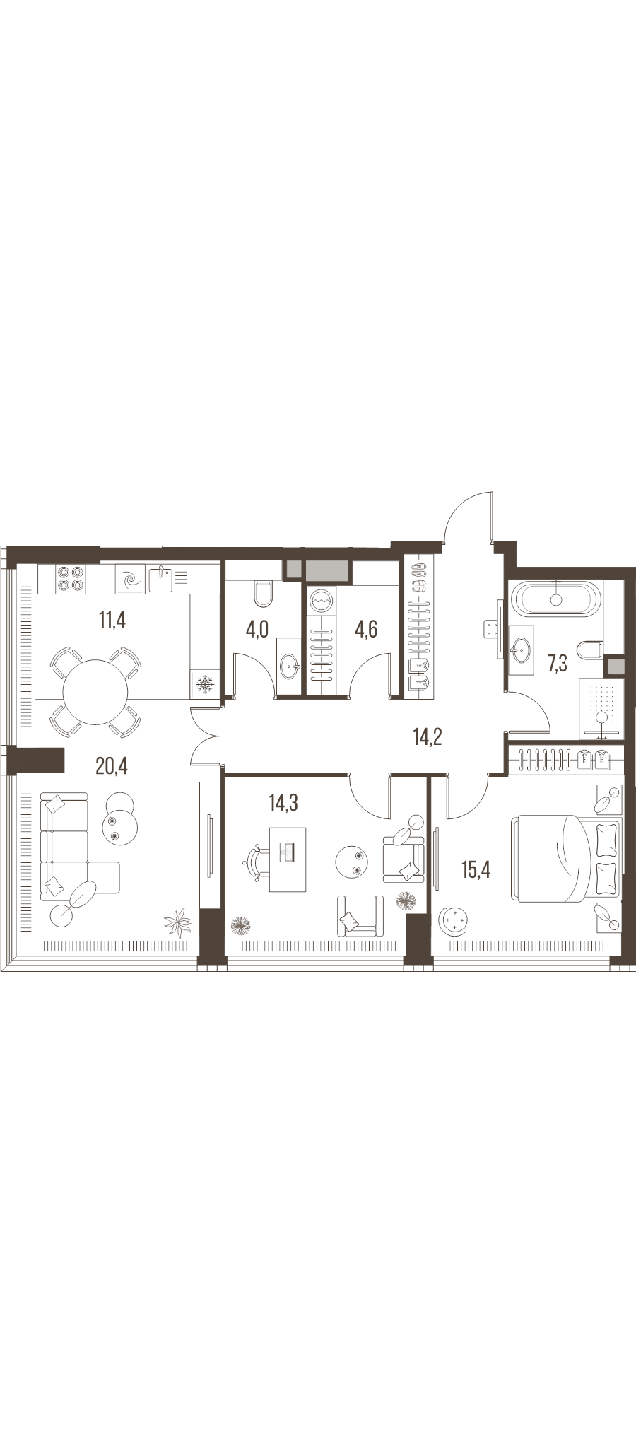 3 ккв (Евро) 91,6 м²