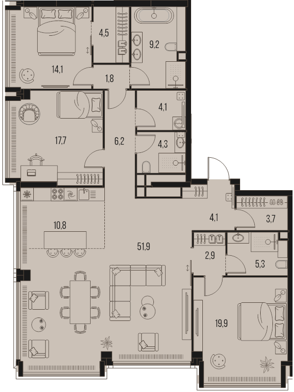 4 ккв (Евро) 160,5 м²