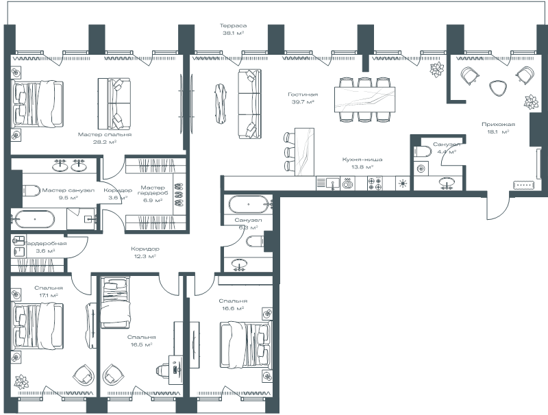 5 ккв (Евро) 208 м²