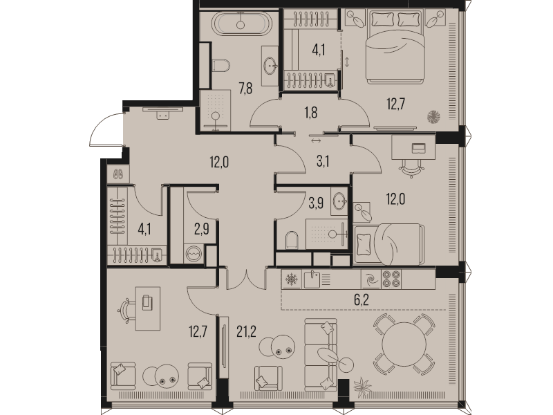 4 ккв (Евро) 104,5 м²