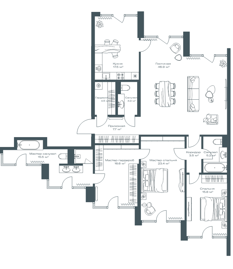 4 ккв (Евро) 160,6 м²