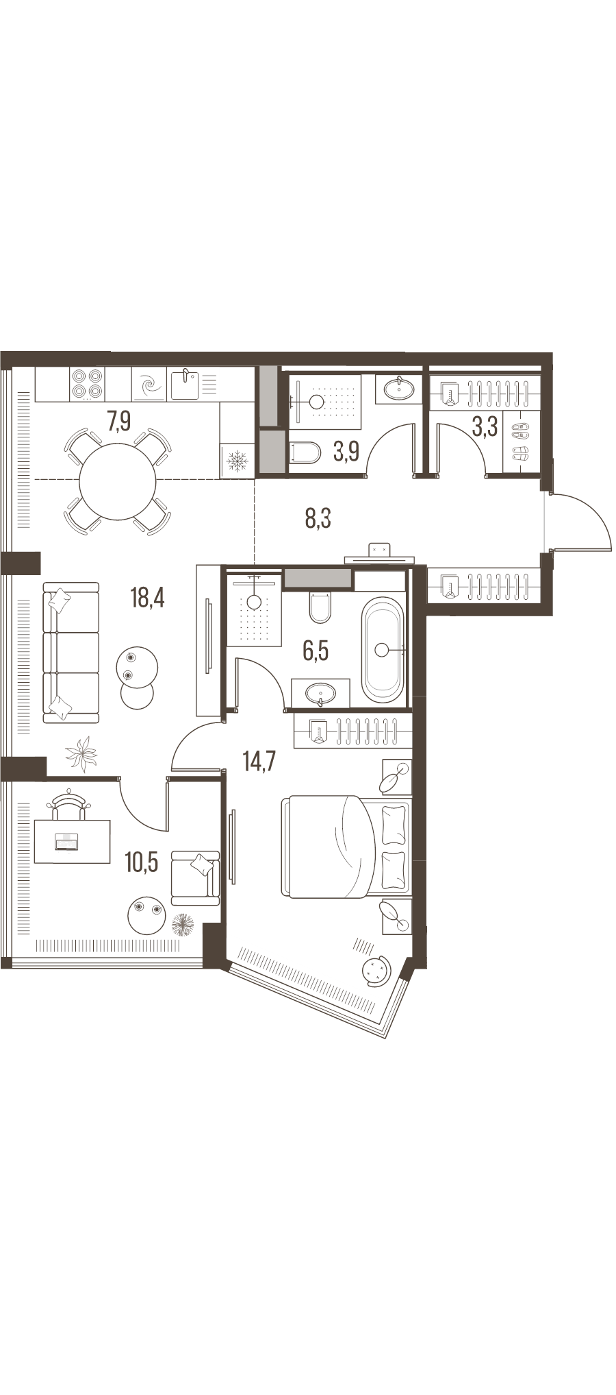 3 ккв (Евро) 73,5 м²