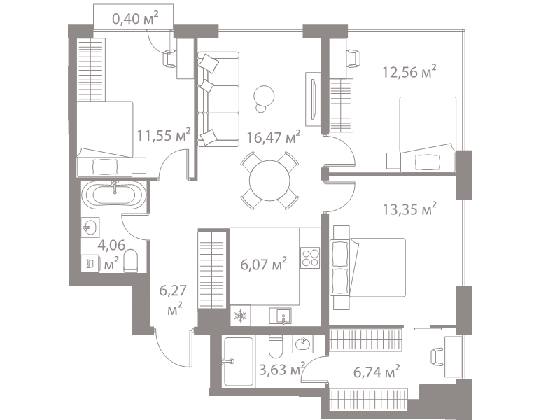 4 ккв (Евро) 81,1 м²