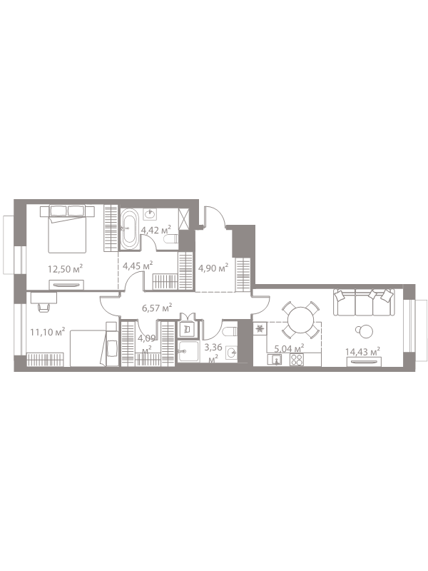 3 ккв (Евро) 70,9 м²