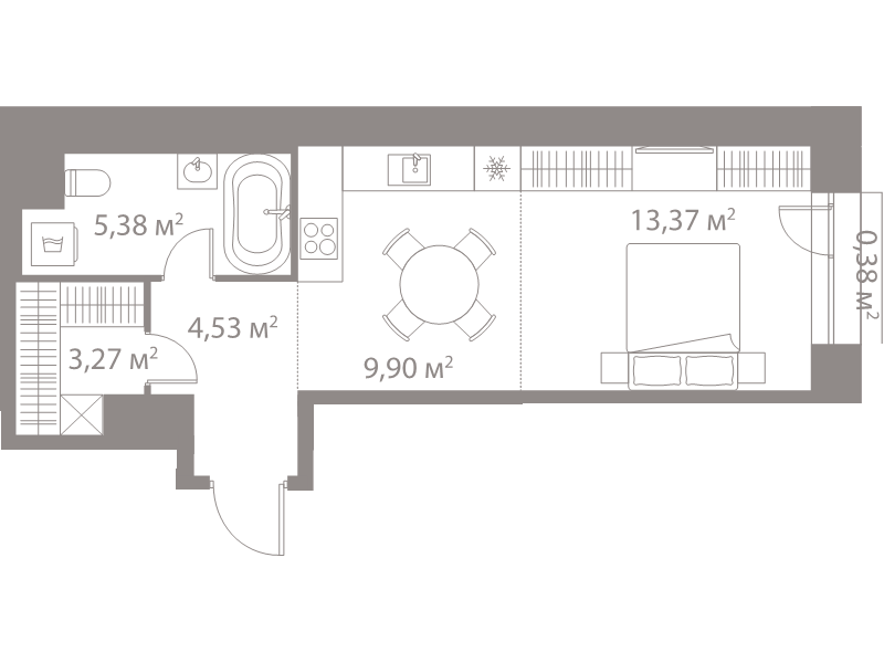 Студия 36,8 м²