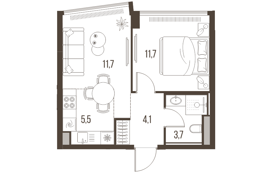 2 ккв (Евро) 36,7 м²
