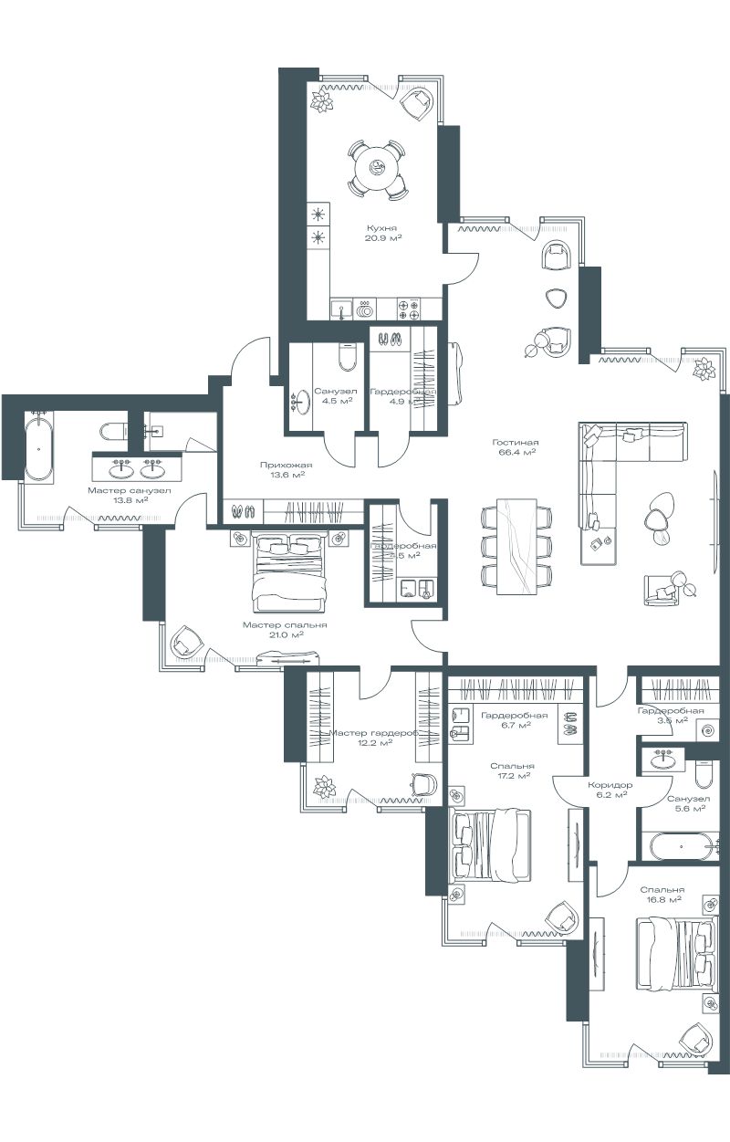 5 ккв (Евро) 217,8 м²