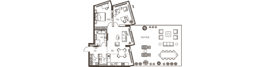 3 ккв (Евро) 119,7 м²