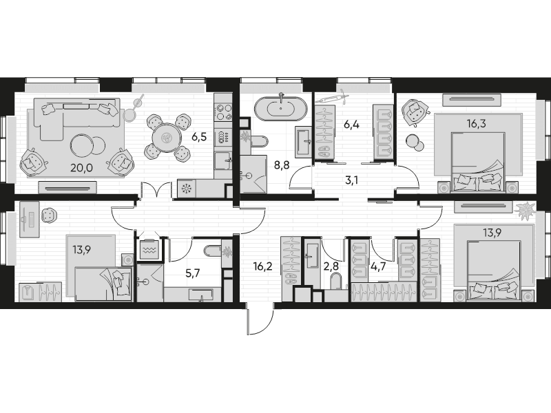 4 ккв (Евро) 119 м²