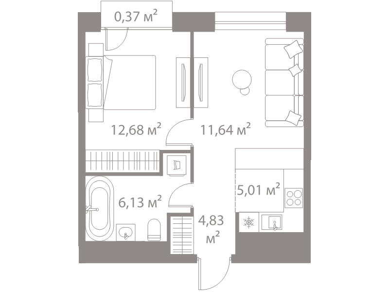 2 ккв (Евро) 40,7 м²