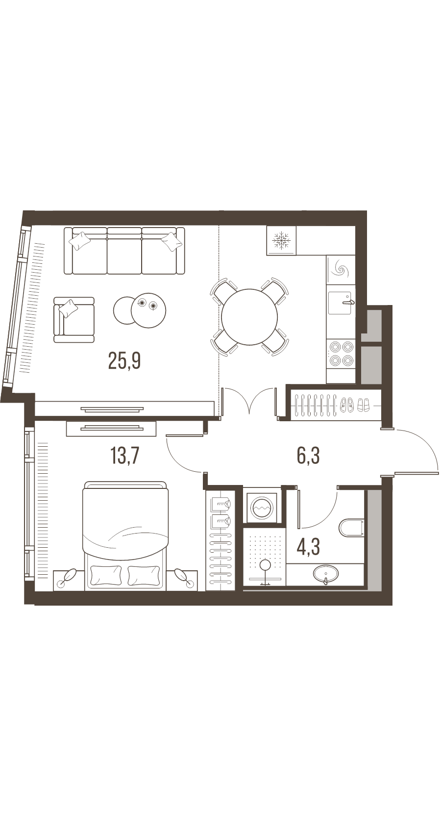 2 ккв (Евро) 50,9 м²