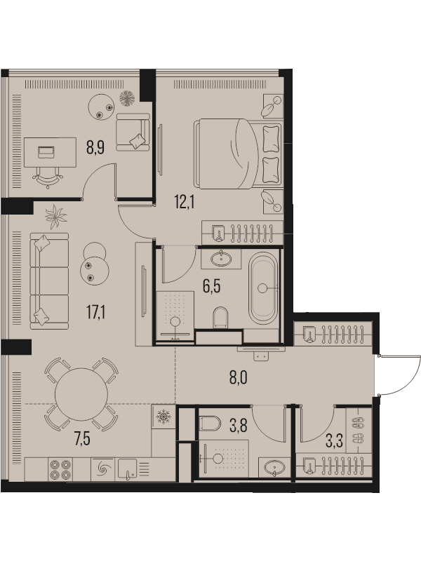 3 ккв (Евро) 67,3 м²