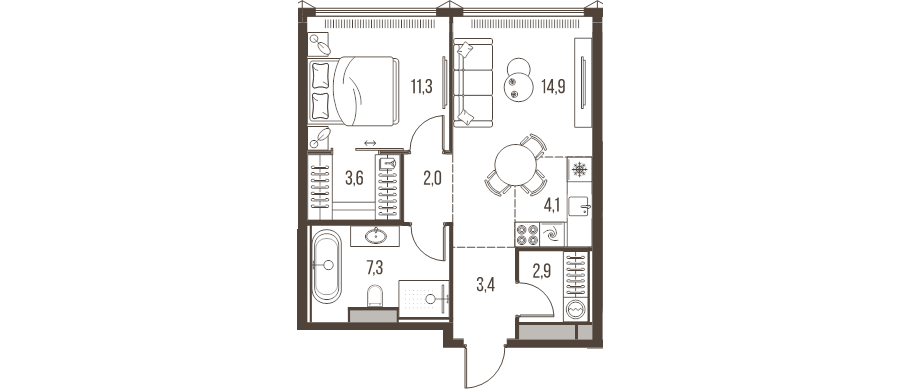 2 ккв (Евро) 49,5 м²