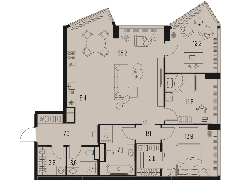 4 ккв (Евро) 108,9 м²