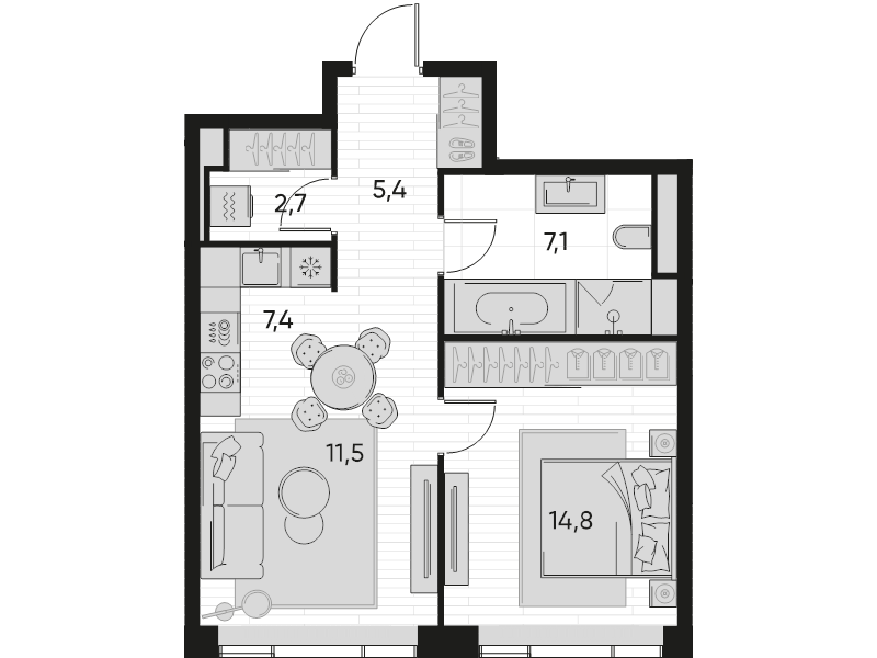 2 ккв (Евро) 48,7 м²