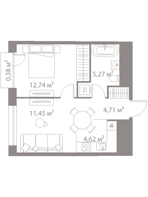 2 ккв (Евро) 39,2 м²