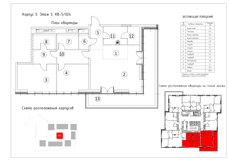 3 ккв (Евро) 125,8 м²