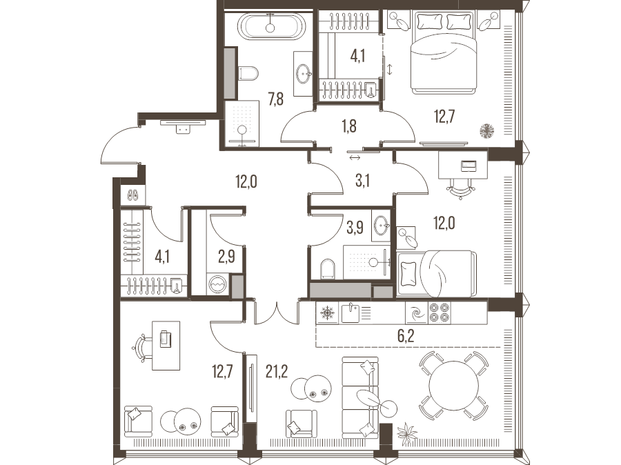 4 ккв (Евро) 104,5 м²