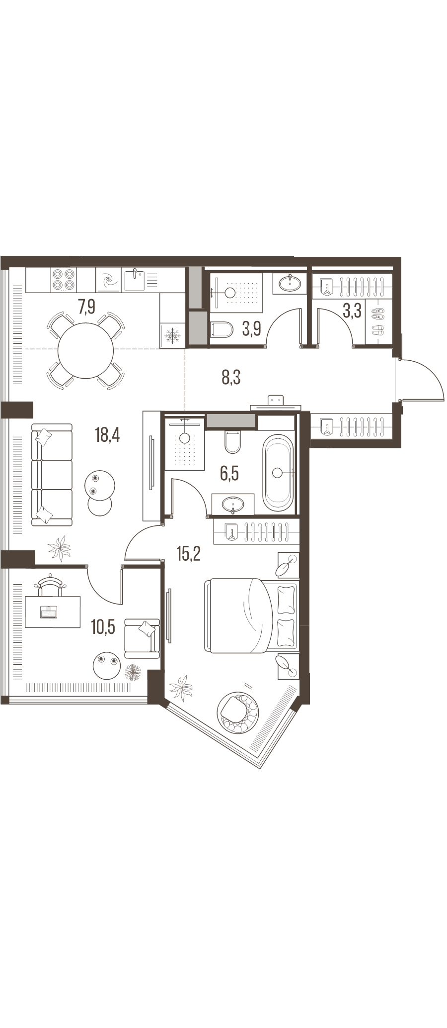 3 ккв (Евро) 74 м²