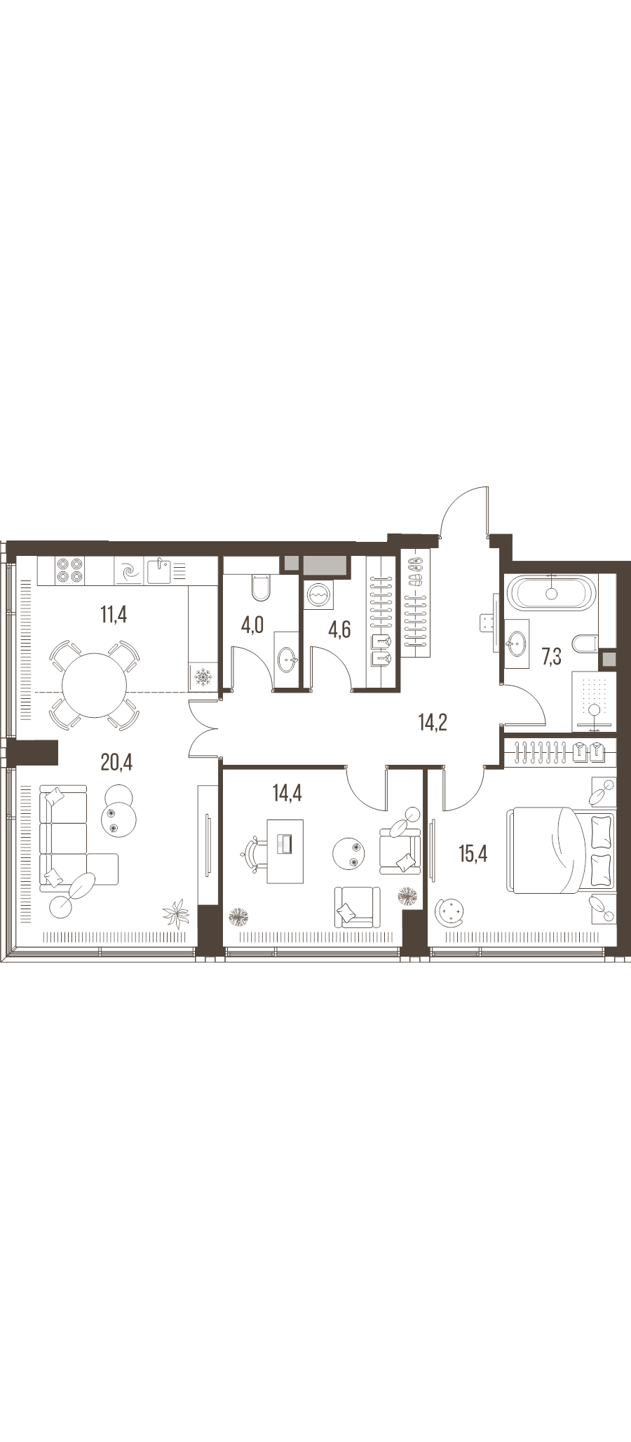 3 ккв (Евро) 91,7 м²
