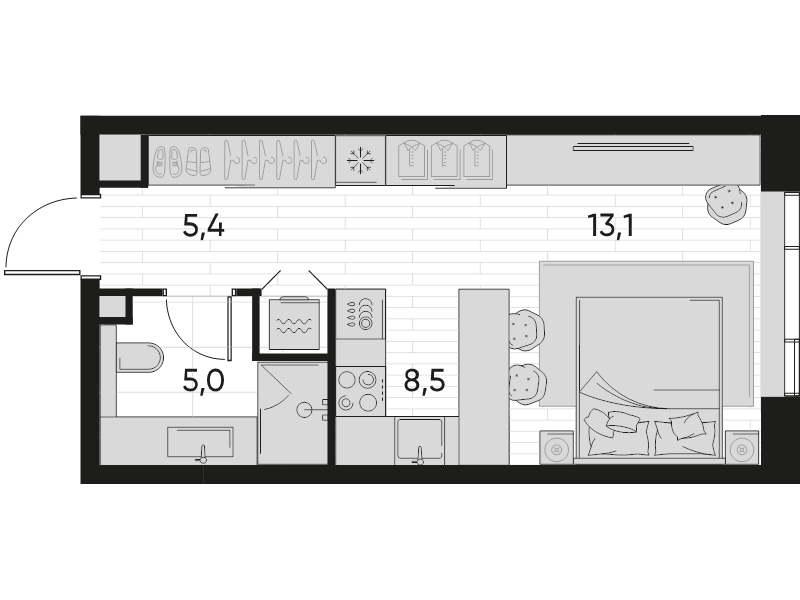 Студия 32,1 м²
