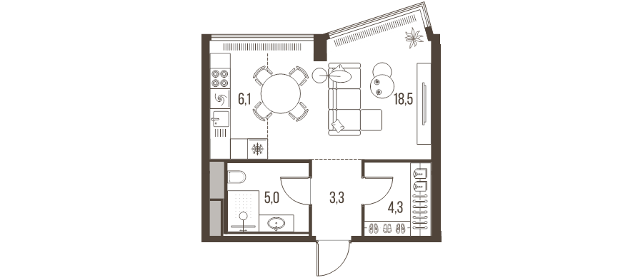 Студия 37,2 м²