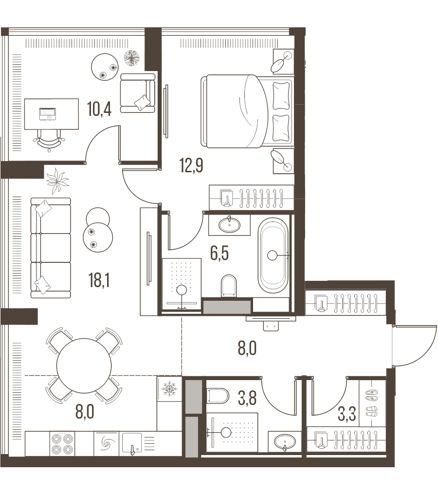 3 ккв (Евро) 71,1 м²